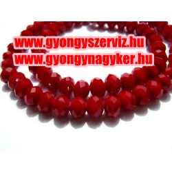   Kiárusítás!  20db. Csiszolt üveggyöngy. 6x8mm. Piros. Mindig akcióban!