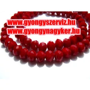 Kiárusítás!  20db. Csiszolt üveggyöngy. 6x8mm. Piros. Mindig akcióban!