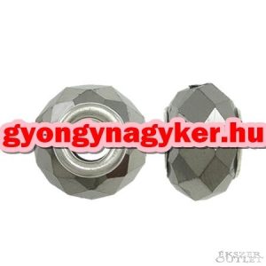 Pandora stílusú üveggyöngy. Lámpagyöngy. Grafit. Leárazva!