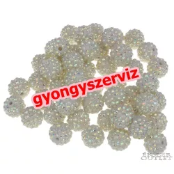   Kiárusítás!   Műanyag shamballa gyöngy. 16mm. Fehér. Mindig akcióban!