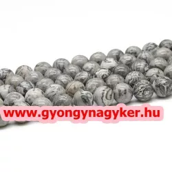10db. Szürke képjáspis ásványgyöngy. 10mm.