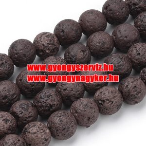 20db. Festett lávakő gyöngy. 8mm. Barna.