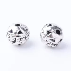 10db. Fém köztes gyöngy. 8x7mm. Antik ezüst szín.