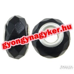 Pandora stílusú gyöngy. Üveg gyöngy. Fekete. Leárazva!