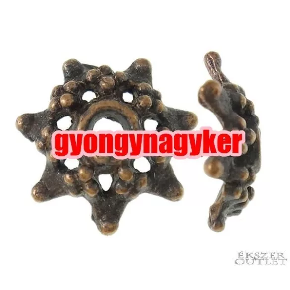 20db gyöngykupak. Fém gyöngy. 9x9x2.5mm. Antik réz szín.  Leárazva!