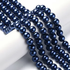 Üveg tekla gyöngy. 10mm. Éjféli kék. 10db/csomag.