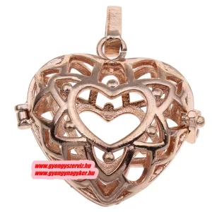 Leárazás! Angyalhívó medál. Áttört szív. Rózsaarany szín.