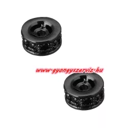   Cirkon köztes gyöngy. 7x3mm. Fekete szín, fekete kristállyal.