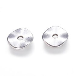   20db. Fém köztes gyöngy, hullámos tallér. 10mm. Ezüst szín.