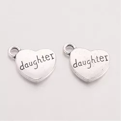 Fém medál. Charm. Daughter. 18x15mm.  Antik ezüst szín.