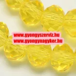 Kiárusítás!  20db. Csiszolt üveggyöngy, fánk gyöngy. Sárga. 10x7mm. Mindig akcióban!