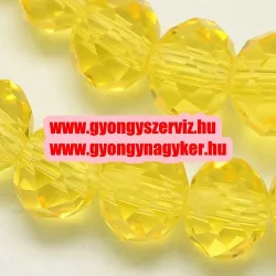   Kiárusítás!  20db. Csiszolt üveggyöngy, fánk gyöngy. Sárga. 10x7mm. Mindig akcióban!