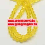 Kiárusítás!  20db. Csiszolt üveggyöngy, fánk gyöngy. Sárga. 10x7mm. Mindig akcióban!