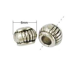 20db. Fém köztes gyöngy. 6x4mm. Antik ezüst szín.