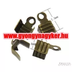   50db. Zsinór vég. Szalag vég. Antik bronz színű. 7.5x4mm. Leárazva!