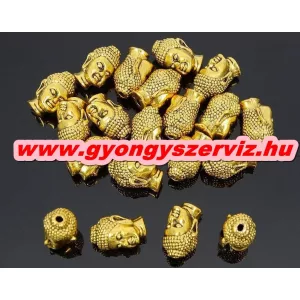 Buddha gyöngy, fém köztes gyöngy. Antik arany szín.10x13mm.