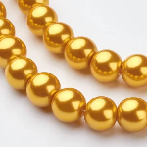 Üveg tekla gyöngy. 8mm. Arany szín.  20db/csomag.
