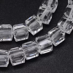 10db. csiszolt üveg kocka gyöngy. 8mm. Kristály.