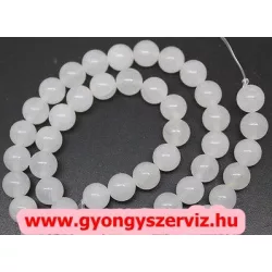 30db. Jade ásványgyöngy. 6mm. Fehér.