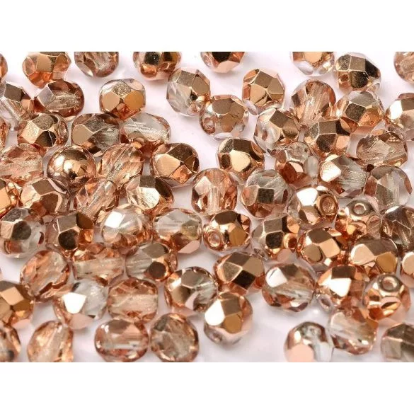 Kiárusítás! 20db. Cseh csiszolt gyöngy. 8mm. 2 szín, rózsaarany.