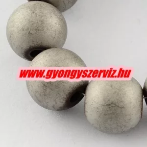 Matt hematit ásványgyöngy. 8mm. Platina szín.