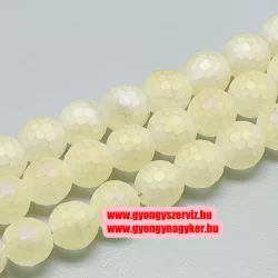   Leárazás!  10db. Fémgőzölt , matt, csiszolt üveggyöngy. 9x10mm. Vaj. 