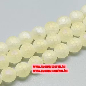 Leárazás!  10db. Fémgőzölt , matt, csiszolt üveggyöngy. 9x10mm. Vaj. 