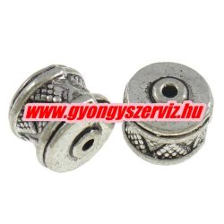   10db. Hordó köztes fémgyöngy. 10x9x9mm. Antik ezüst szín.