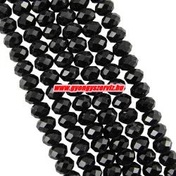   Kiárusítás!  Csiszolt üveggyöngy, fánkgyöngy. 3x4mm. Fekete. 5g/cs. Mindig akcióban!