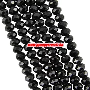 Kiárusítás!  Csiszolt üveggyöngy, fánkgyöngy. 3x4mm. Fekete. 5g/cs. Mindig akcióban!