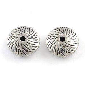 10db. Fém köztes gyöngy. Diszkosz. 11.5x4.5mm. Antik ezüst szín.