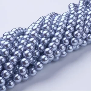 Üveg tekla gyöngy. 10mm. Kékes szürke.  10db/csomag.