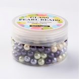 Üveg tekla gyöngy. AAA. 5 szín, lilás. Mix. 8mm. 200db. + ajándék doboz.