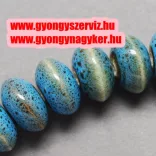 Porcelángyöngy. Kék diszkosz. 12x7mm. 