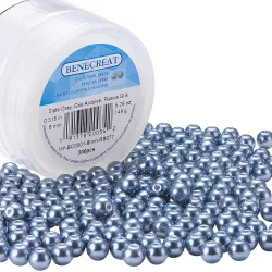   Üveg tekla gyöngy. AAA. Sötétszürke. 8mm. 200db. + ajándék doboz.