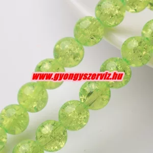 Roppantott üveggyöngy. 6mm, 8mm. Világos zöld.  20db/csomag.