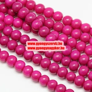 Üveggyöngy. 6mm. Pink.  20db/csomag.