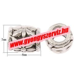   10db. Hordó. 8x7mm. Antik ezüst szín. Köztes gyöngy, fém gyöngy.