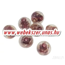   Fólás üveggyöngy. Lámpagyöngy. 12mm. Arany - lila. Mindig akcióban!