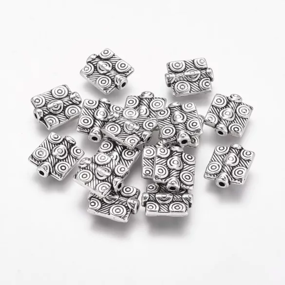 10db. Fém köztes gyöngy. 10x12mm. Antik ezüst szín.