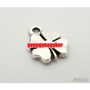 10db. Fémgyöngy. Medál. Fityegő. Lóhere.  10x13mm.