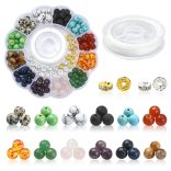 DIY. 175 darabos ásványgyöngy, rondell mix. Ajándék tároló dobozban.