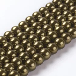 Üveg tekla gyöngy. 8mm. Bronz. 20db/csomag.