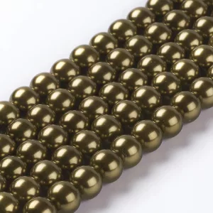 Üveg tekla gyöngy. 8mm. Bronz. 20db/csomag.