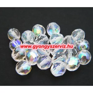 Kiárusítás! 20db.Cseh csiszolt gyöngy. 8mm. Kristály AB. Mindig akcióban!