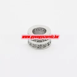 Cirkon köztes gyöngy. 8x5mm. Ezüst szín. 2 soros.