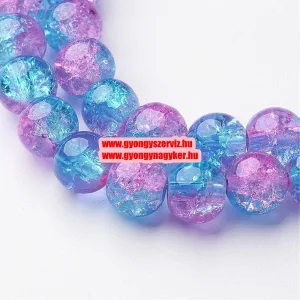 Roppantott üveggyöngy. 8mm. Két szín, türkiz. 6, vagy 8mm. 20db/csomag.