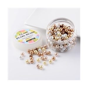 Üveg tekla gyöngy. AAA. Bronzos arany mix. 8mm. 200db. + ajándék doboz.