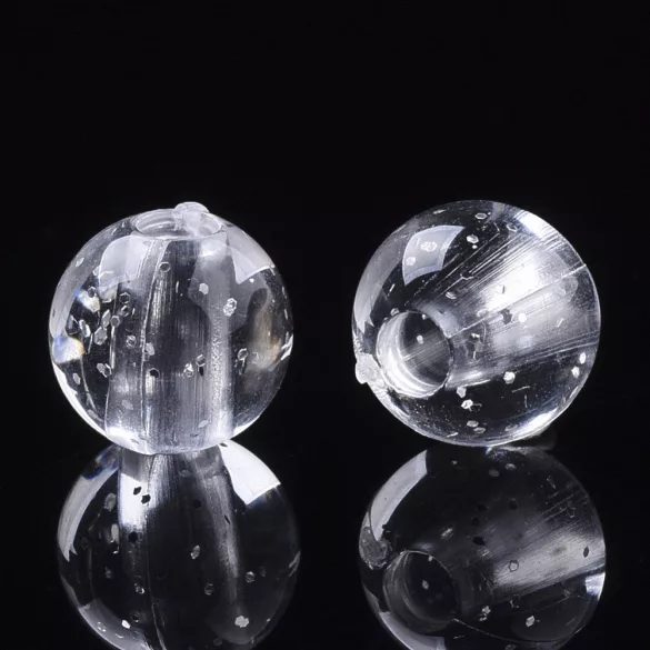 10g. Akril gyöngy. Átlátszó. 6mm.