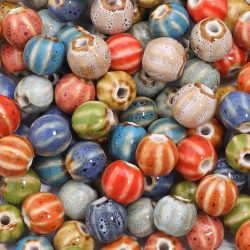 10db. Porcelán gyöngy. Tökök. 12mm. Mix.